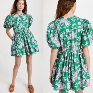 New Xirena Mini Dress Nissa‎ Floral Paisley Puff Sleeves Pockets Large